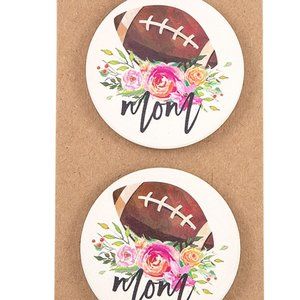 Car Coasters Football Mom Set of 2 NEW 2.5"
